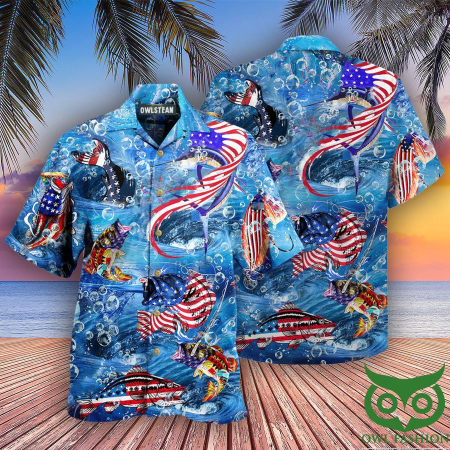 62 Fishing Hard America Edition Hawaiian Shirt
