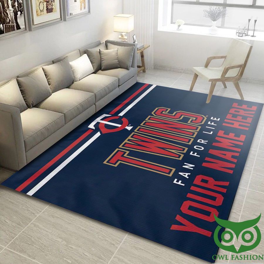 32 Personalized MLB Team Logo Minnesota Twins Red and Dark Blue Carpet Rug