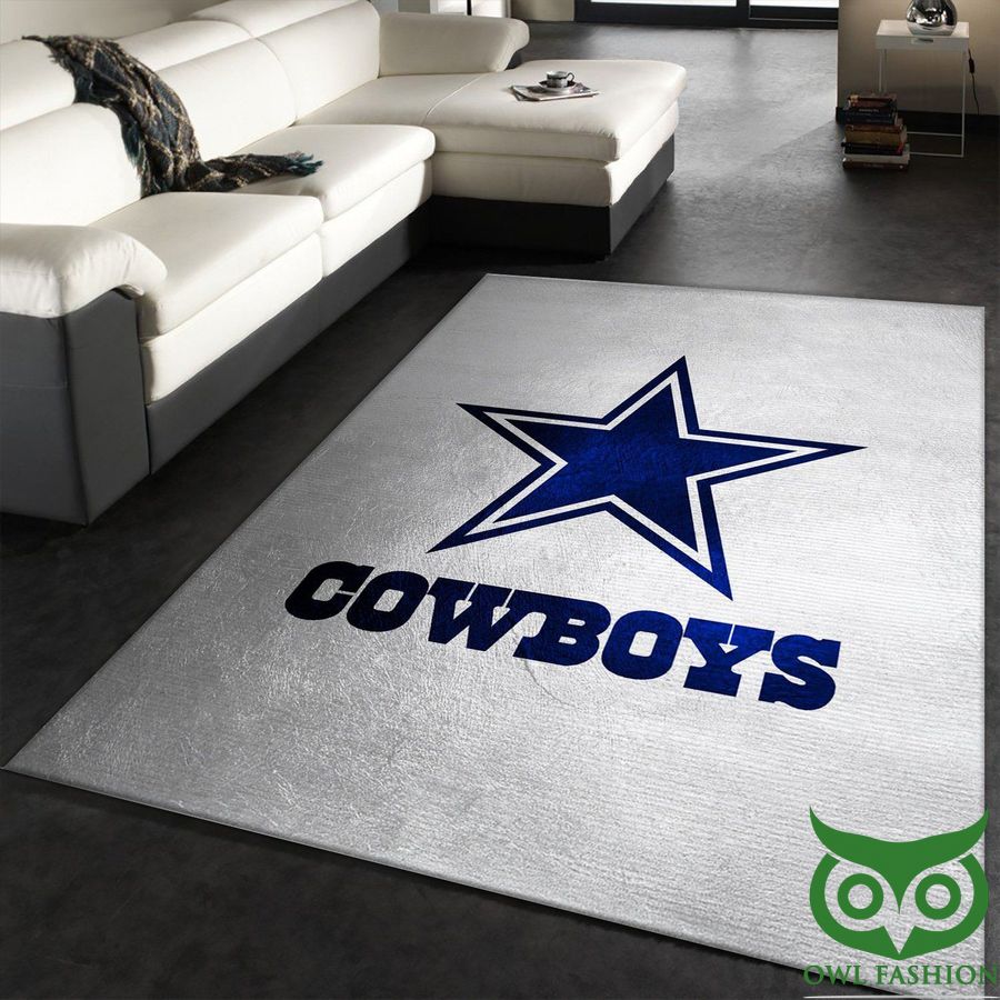 Dallas Cowboys NFL Team Logo Gray and Dark Blue Carpet Rug