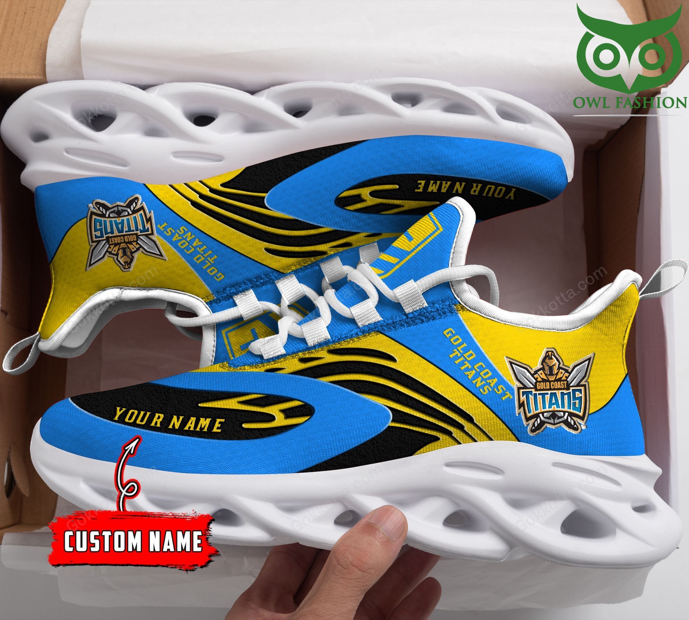 14 Gold Coast Titans NRL Custom Name Max Soul Shoes Sneaker