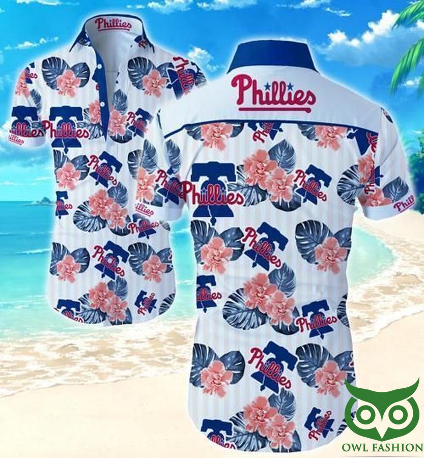 20 Philadelphia Phillies Floral Dark Blue and Pink Hawaiian Shirt