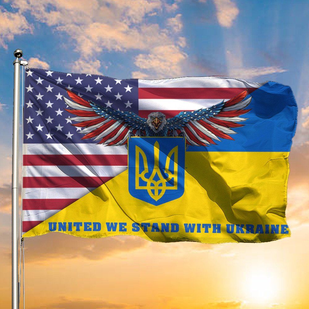 331 United We Stand With Ukraine Flag America And Ukraine Flag Support Ukraine Merch