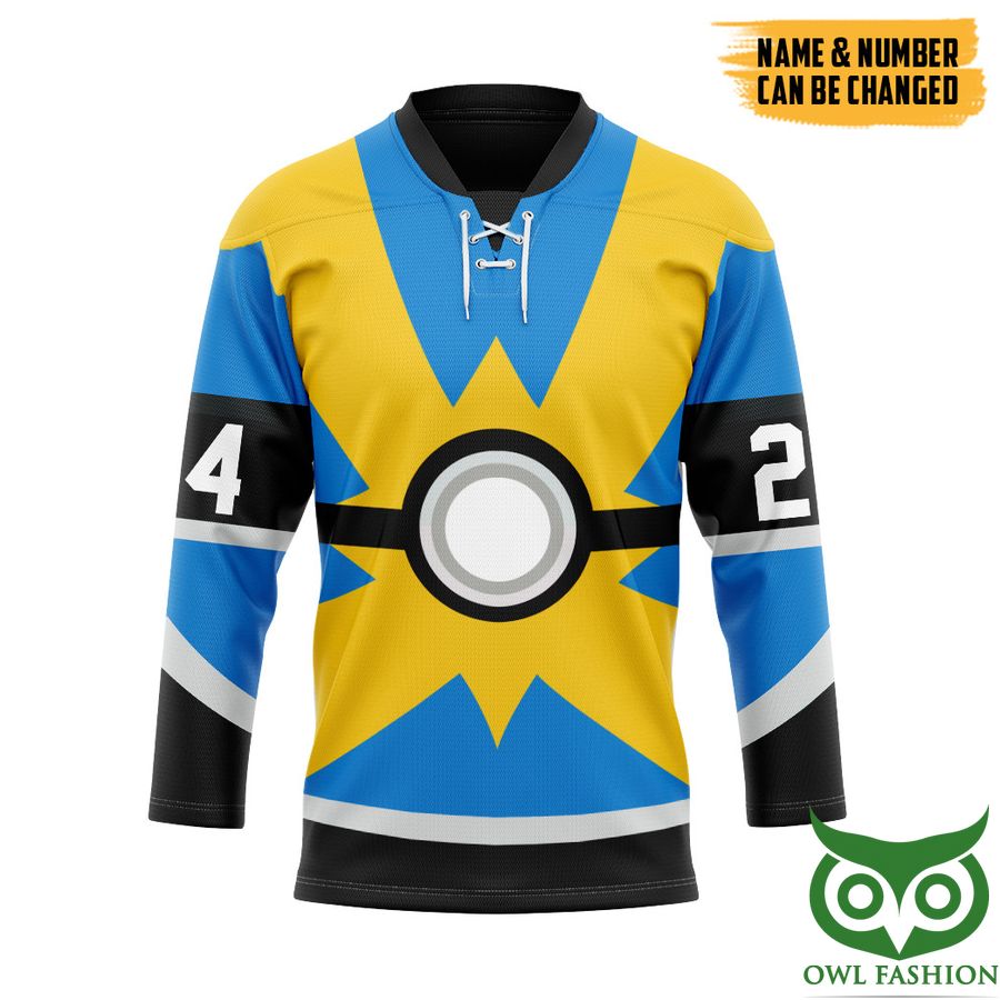 245 Custom Name Number 3D Pokemon Trainers Quick Ball Hockey Jersey