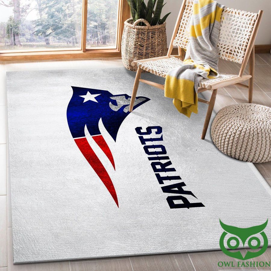 New England Patriots NFL Team Logo Light Gray Flag Carpet Rug