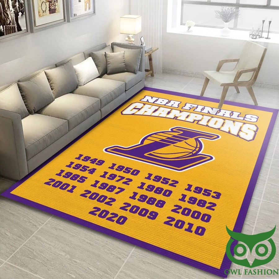3 Los Angeles Lakers NBA Finals Champions Yellow Purple Carpet Rug