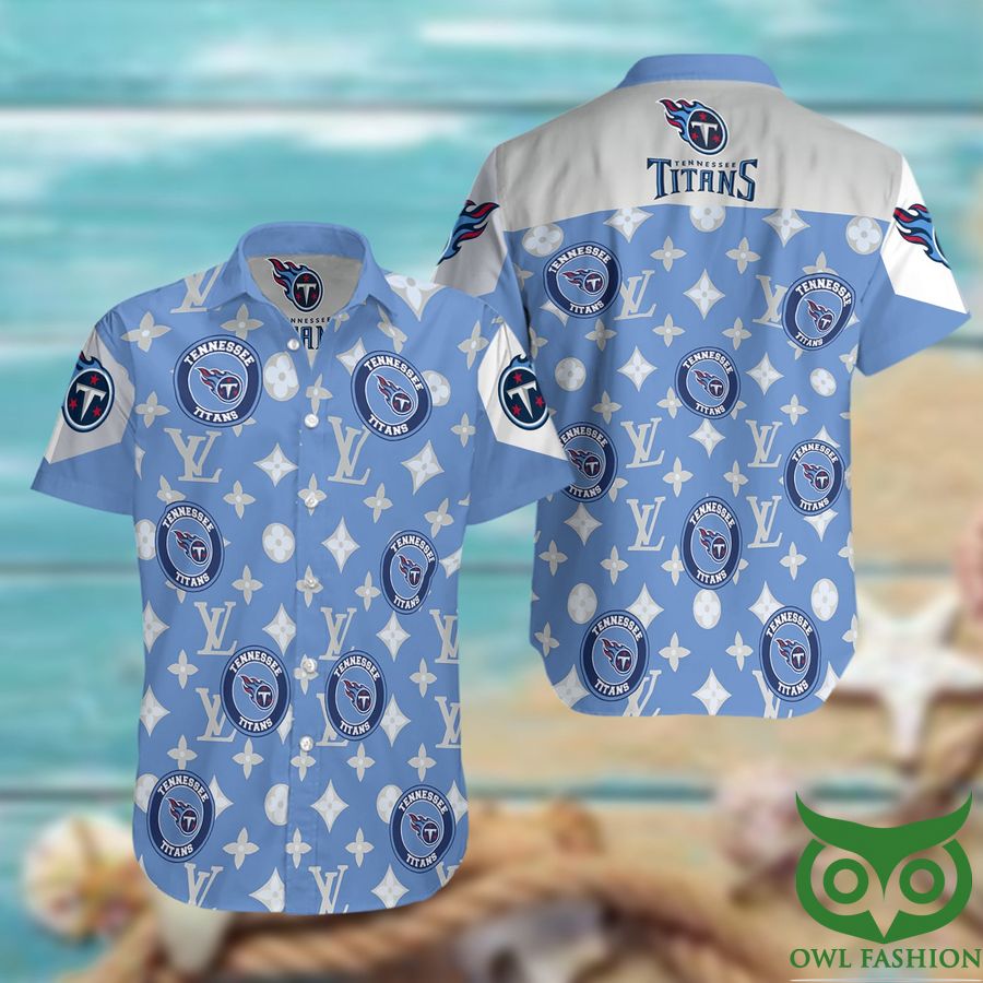 53 NFL Tennessee Titans with Gray Louis Vuitton Logo Sky Blue Hawaiian Shirt