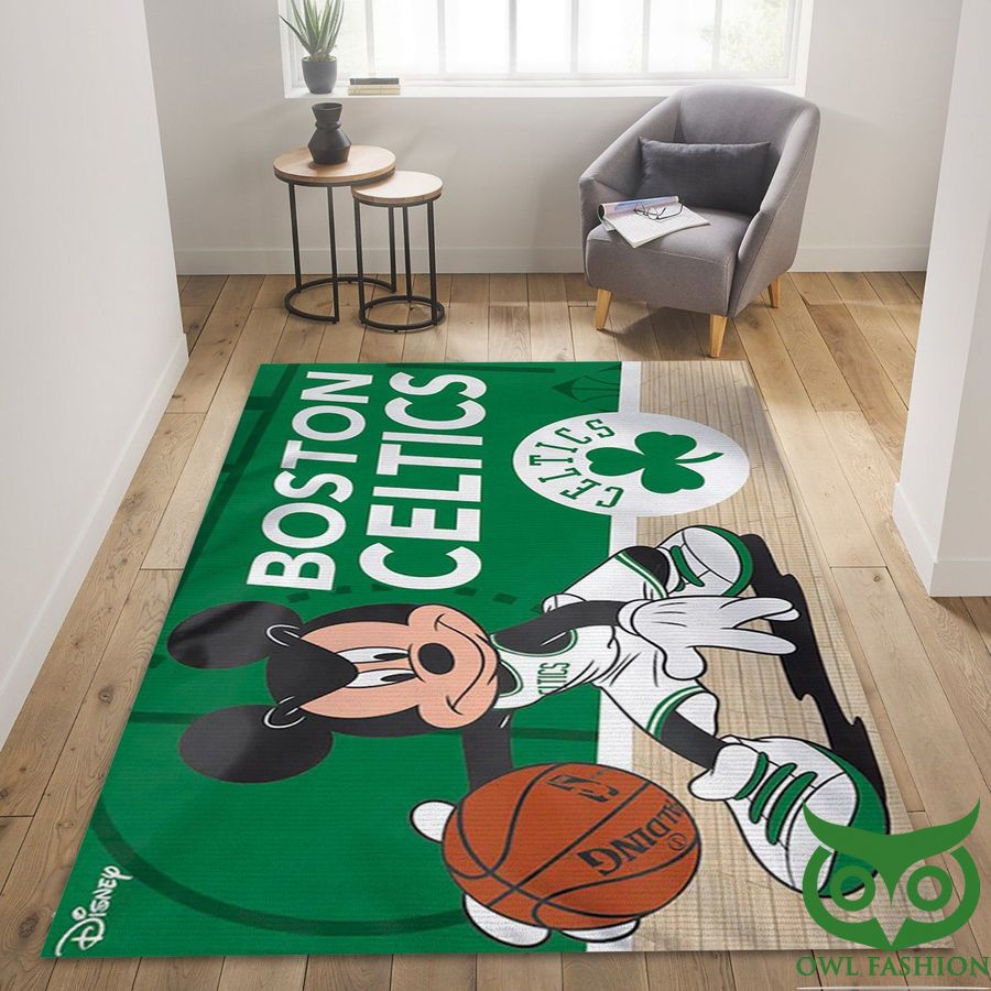 32 Boston Celtics NBA Team Logo with Mickey Disney Green Carpet Rug