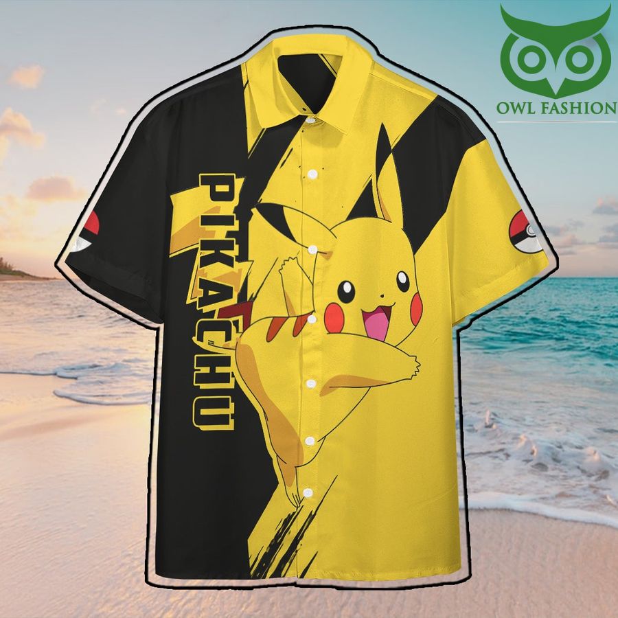 9 Anime Pokemon Pikachu Hawaiian Shirt Summer Button Shirt