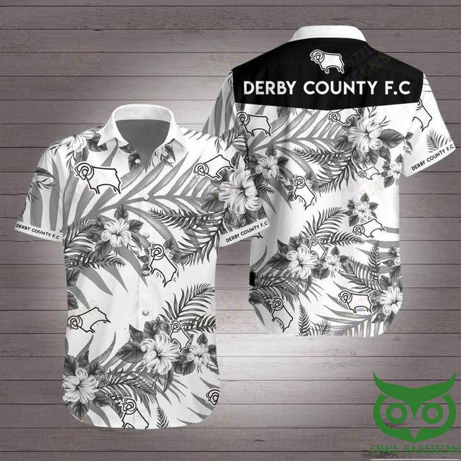 Derby County Football Club White with Gray Hawaiian Shirt