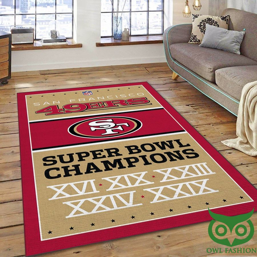30 NFL San Francisco 49ers Team Logo Champion Red and Latte Color Carpet Rug
