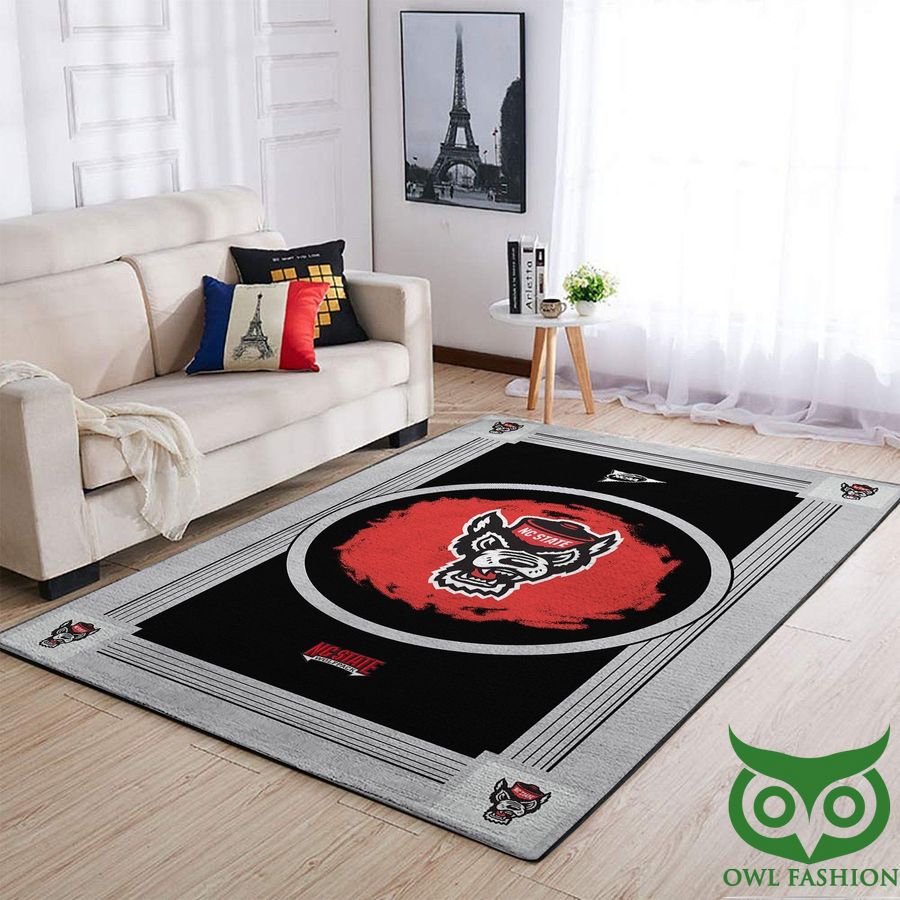 8 NC State Wolfpack NCAA Team Logo Black and Gray Carpet Rug