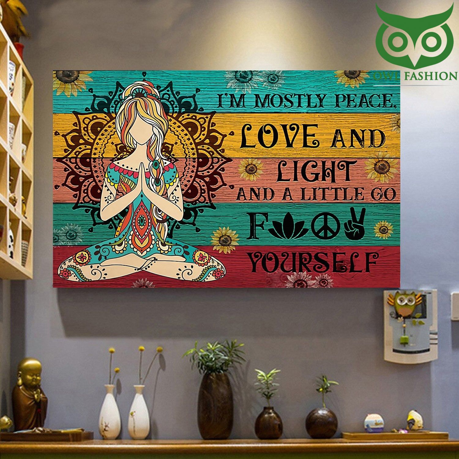 27 Yoga I Am Mostly Peace Vertical Poster Canvas