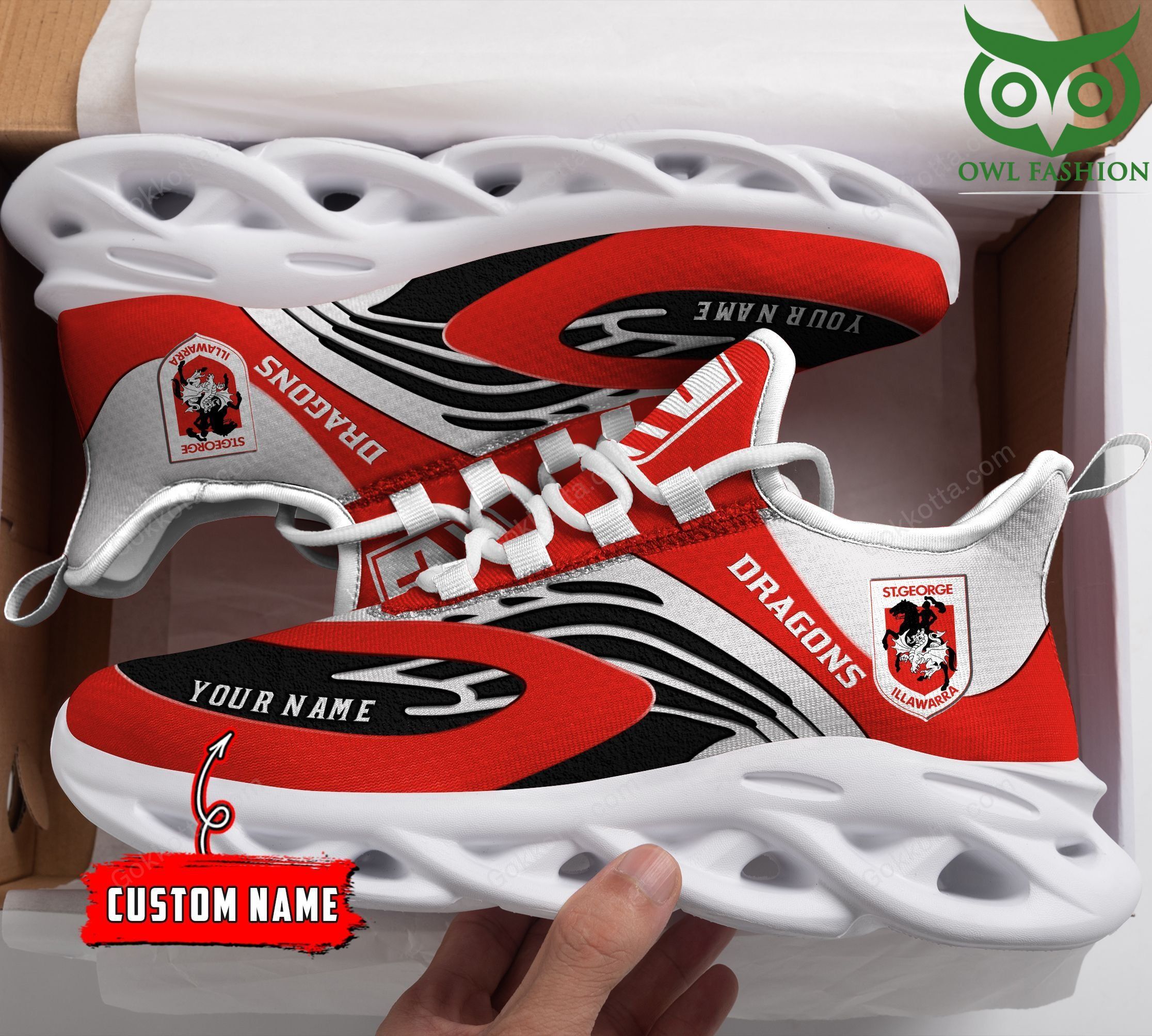 50 St. George Illawarra Dragons NRL Custom Name Max Soul Shoes Sneaker