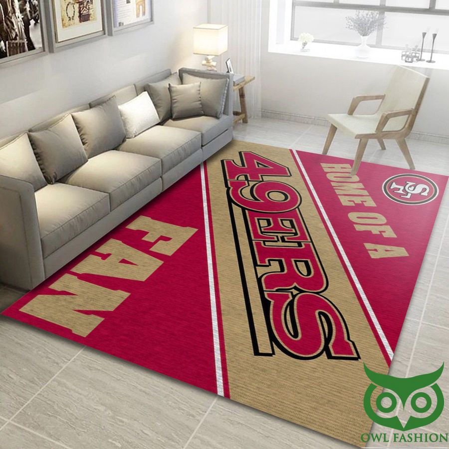 25 San Francisco 49ers NFL Team Logo Red and Dark Beige Carpet Rug