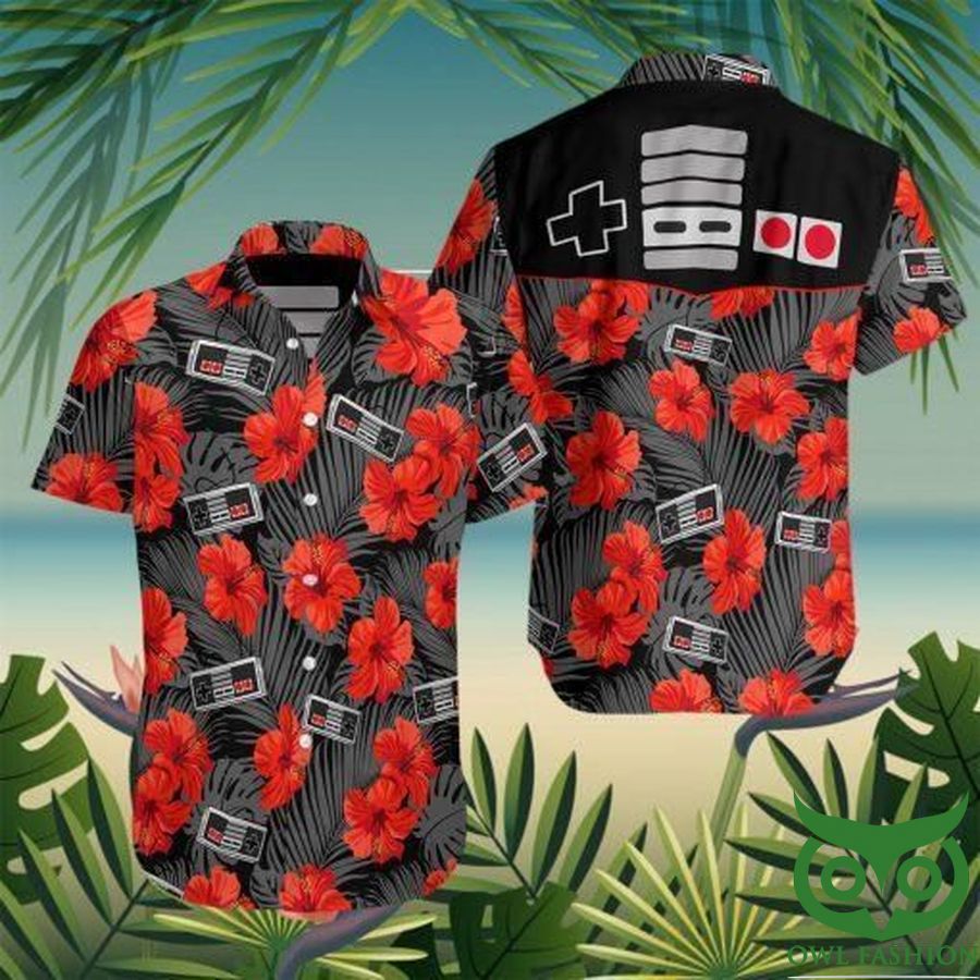 45 Gamepad Game Controller Flowers Hawaiian Shirt