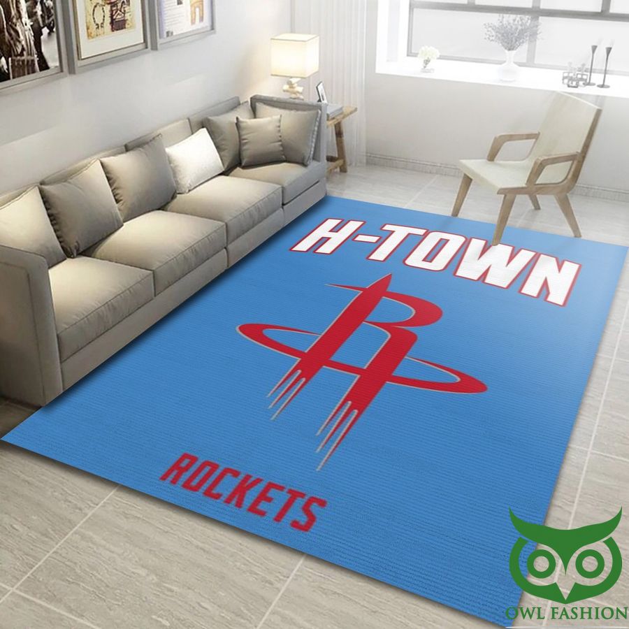 24 Houston Rockets NBA Team Logo Red and Blue Carpet Rug