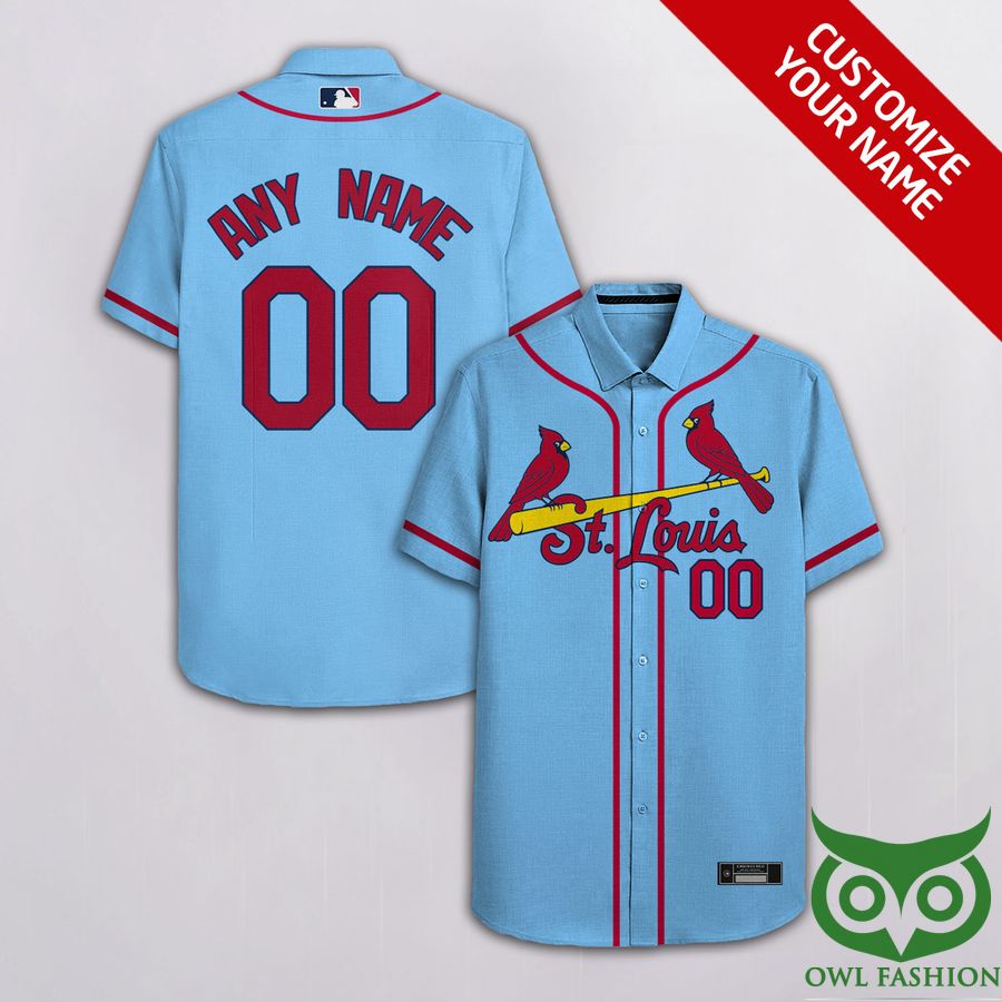 102 Custom Name Number St Louis Cardinals Sky Blue Hawaiian Shirt