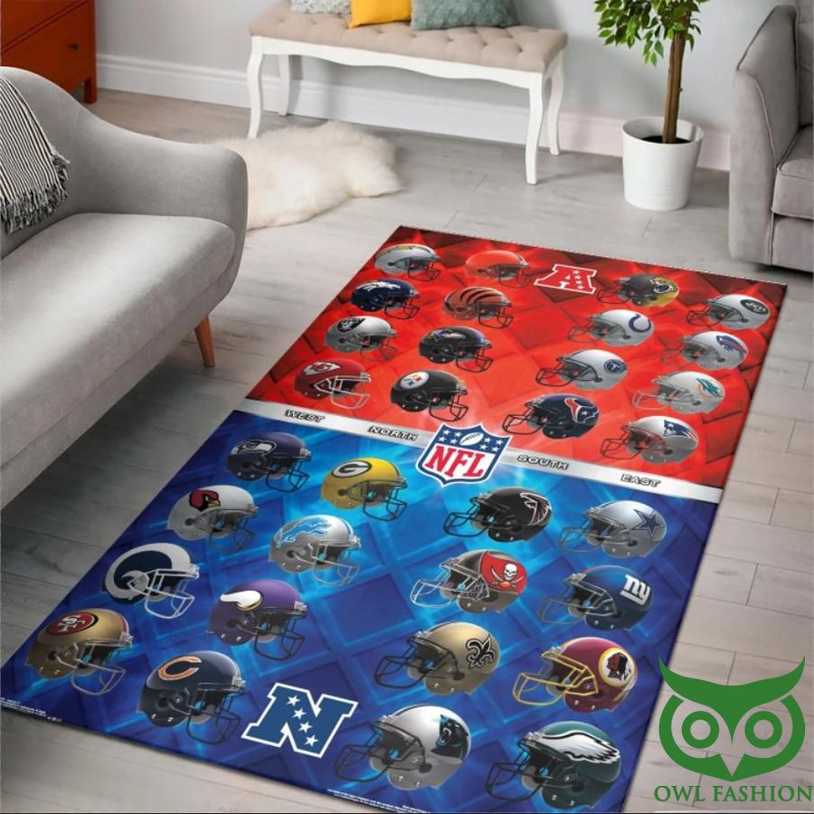 43 NFL Team with Distinct Equipments Red and Blue Carpet Rug