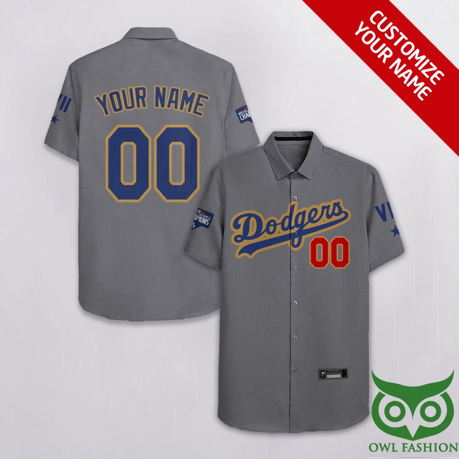 118 Custom Name Number Los Angeles Dodgers Gray Hawaiian Shirt