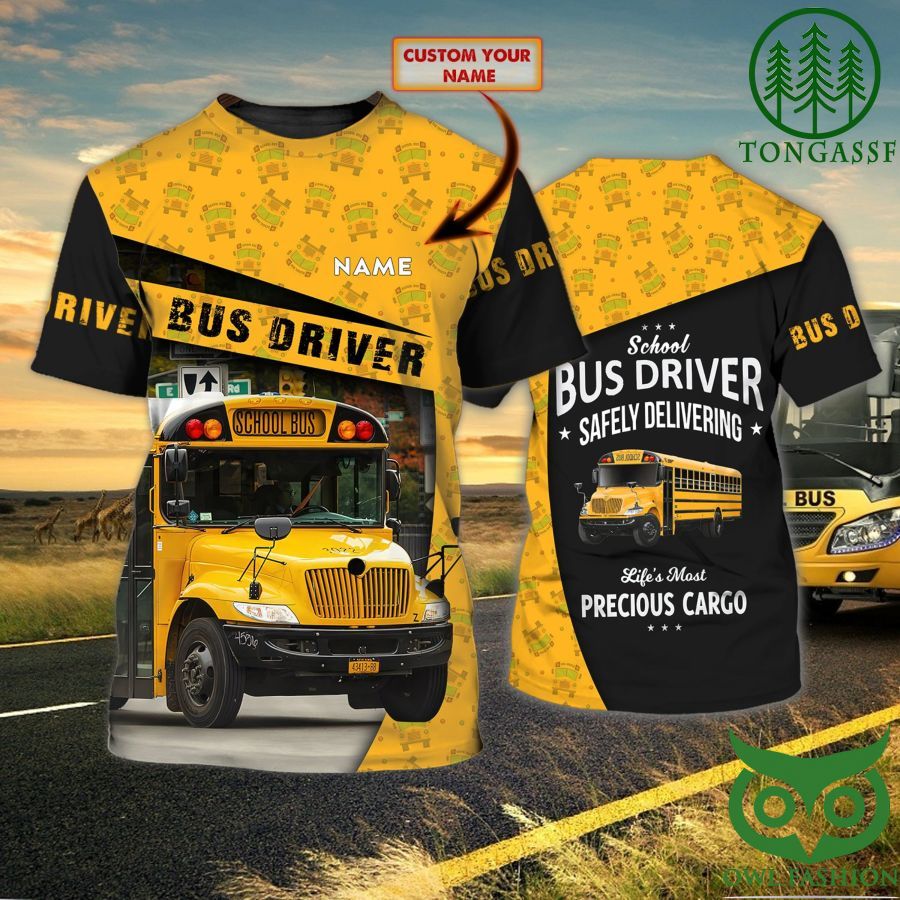 59 Bus Driver Safely Delivering Personalized Name 3D Tshirt