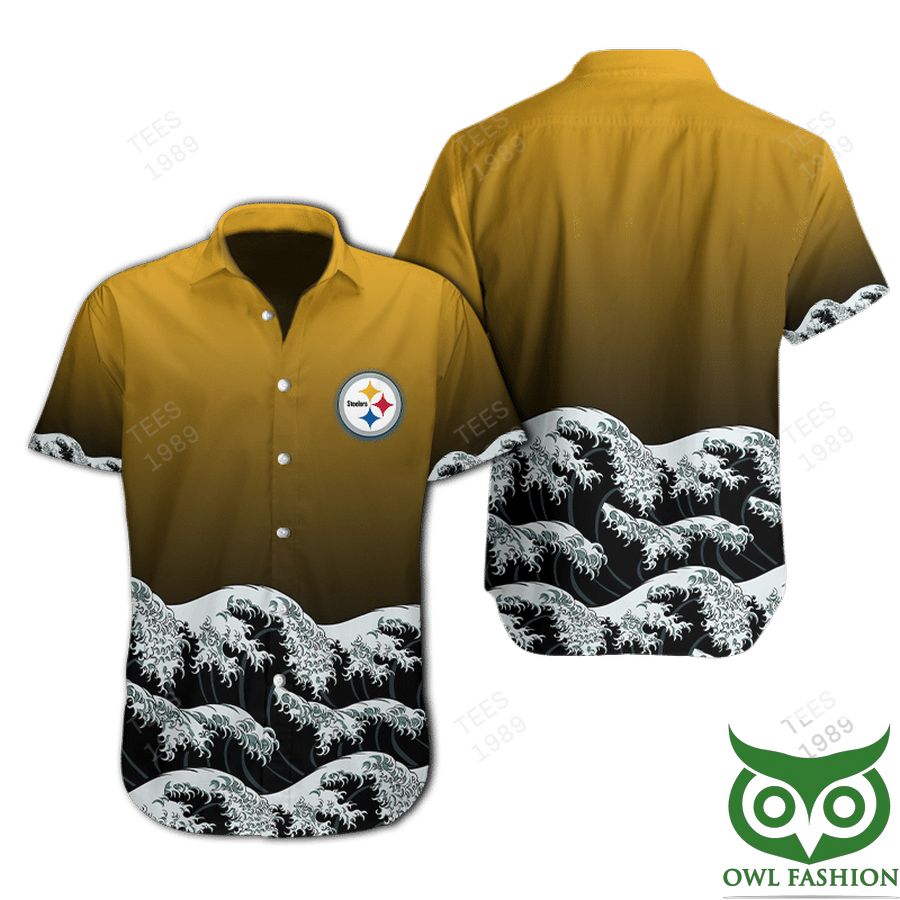 4 NFL Pittsburgh Steelers Waves Hawaiian Shirt