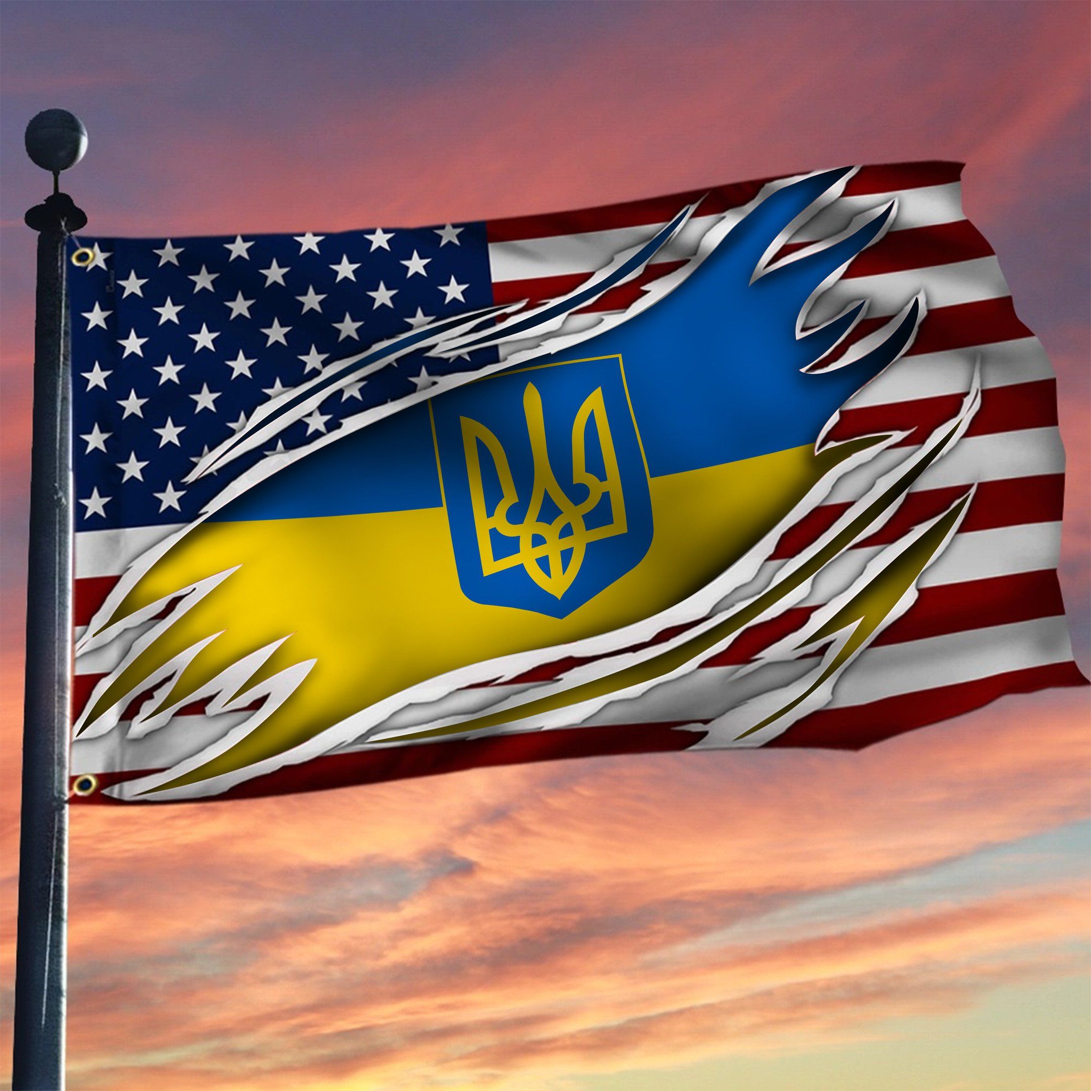 254 Ukrainian Flag Inside American Flag I Stand With Ukraine Support Ukraine Merch 2022