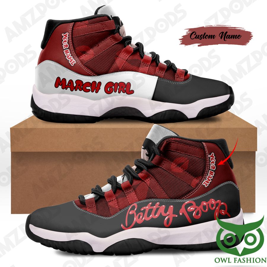 31 Custom Name March Girl Betty Boo Red Lips Air Jordan 11