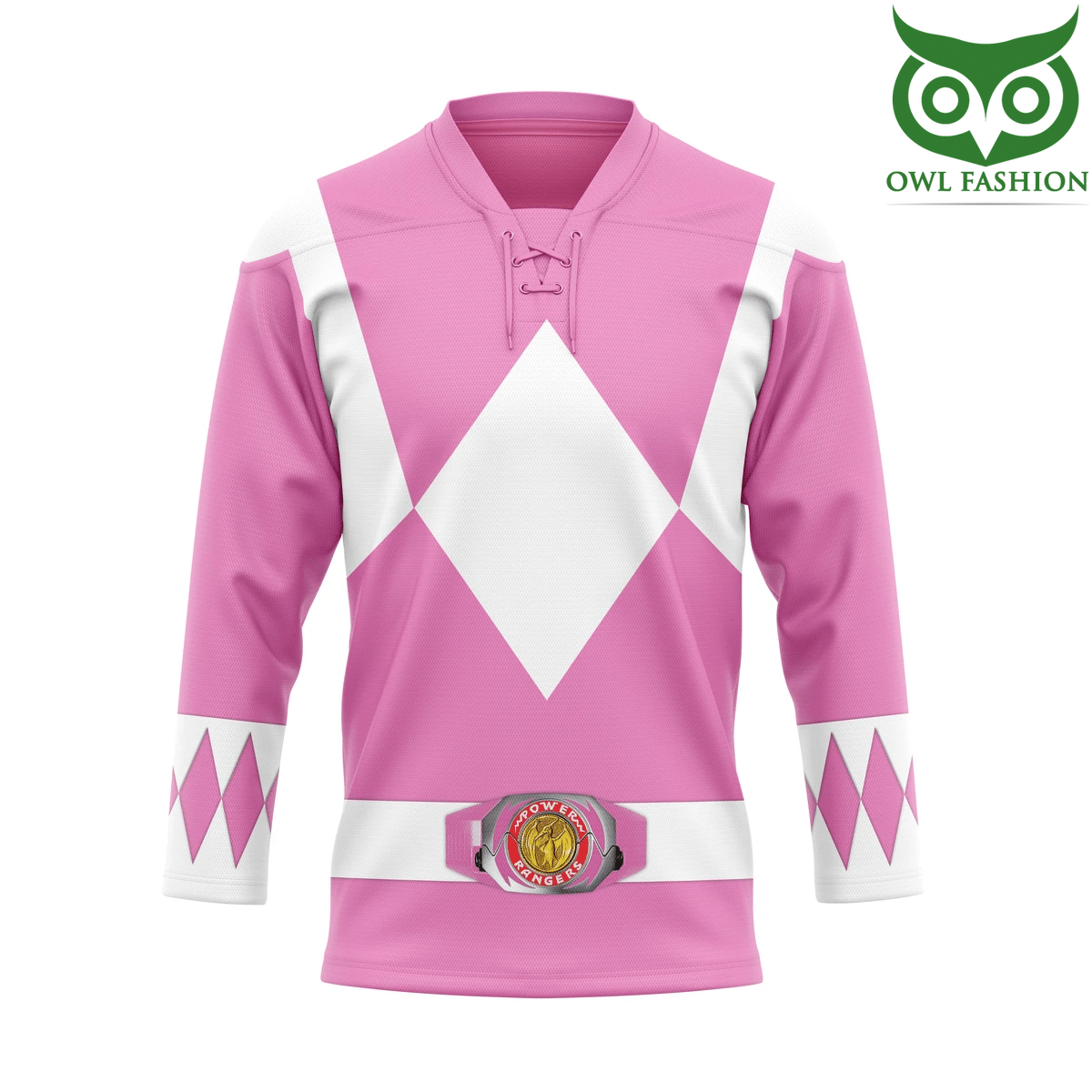 14 Mighty Morphin Pink Power Rangers Custom Hockey Jersey