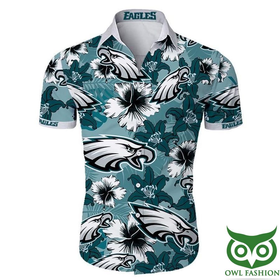 10 NFL Philadelphia Eagles Evergreen and White Flower Hawaiian Shirt