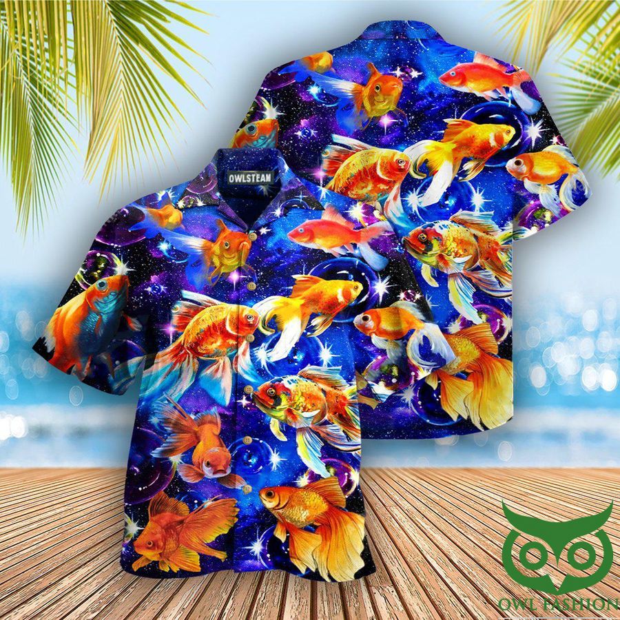 70 Goldfish In The Galaxy Edition Hawaiian Shirt