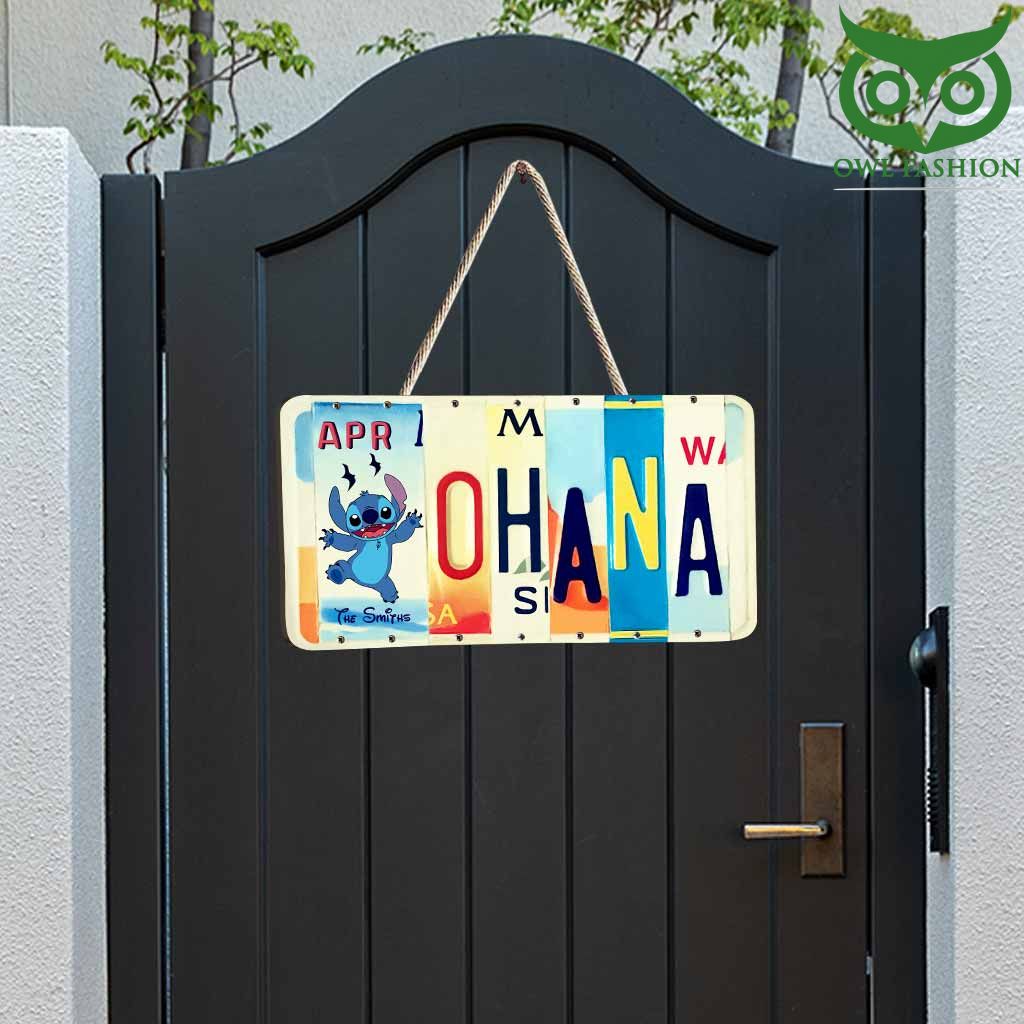 75 Ohana Means Family Personalized License Plate Wood Sign