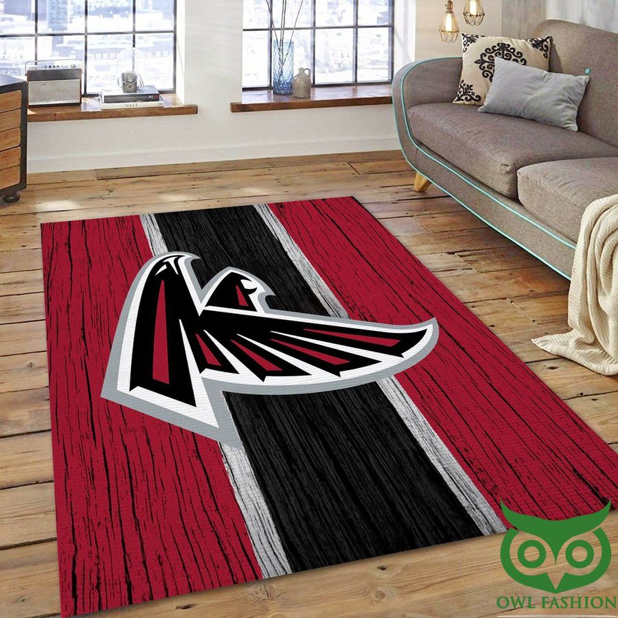 3 NFL Atlanta Falcons Team Logo Black and Red Wooden Style Carpet Rug