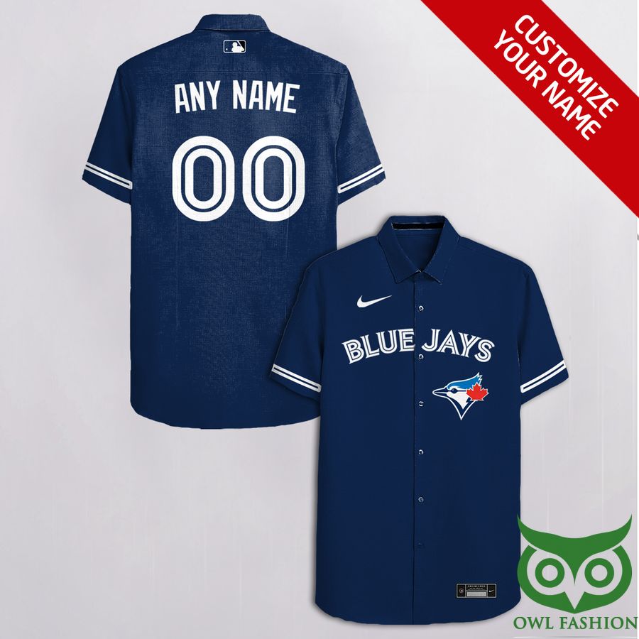 108 Custom Name Number Toronto Blue Jays Dark Blue Hawaiian Shirt