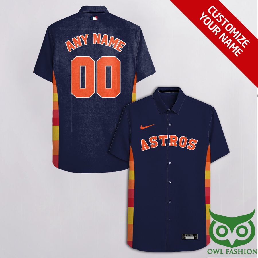Customized Houston Astros Sapphire Blue with Orange Nike Logo Hawaiian Shirt