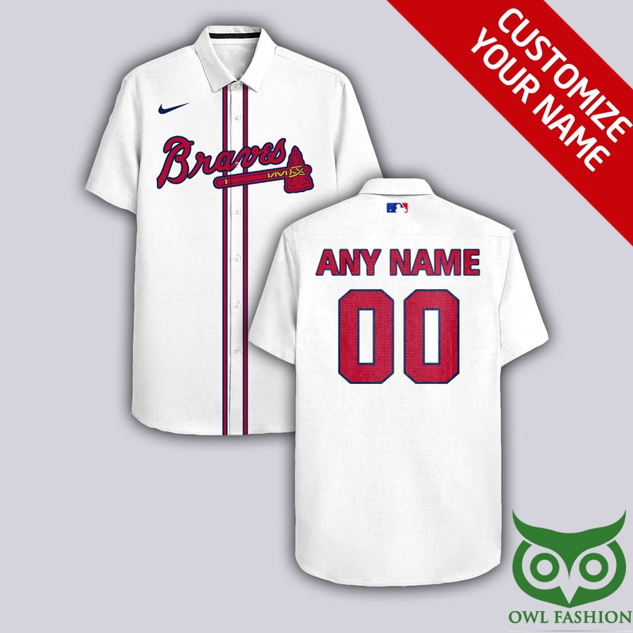 Custom Name Number Atlanta Braves White Hawaiian Shirt