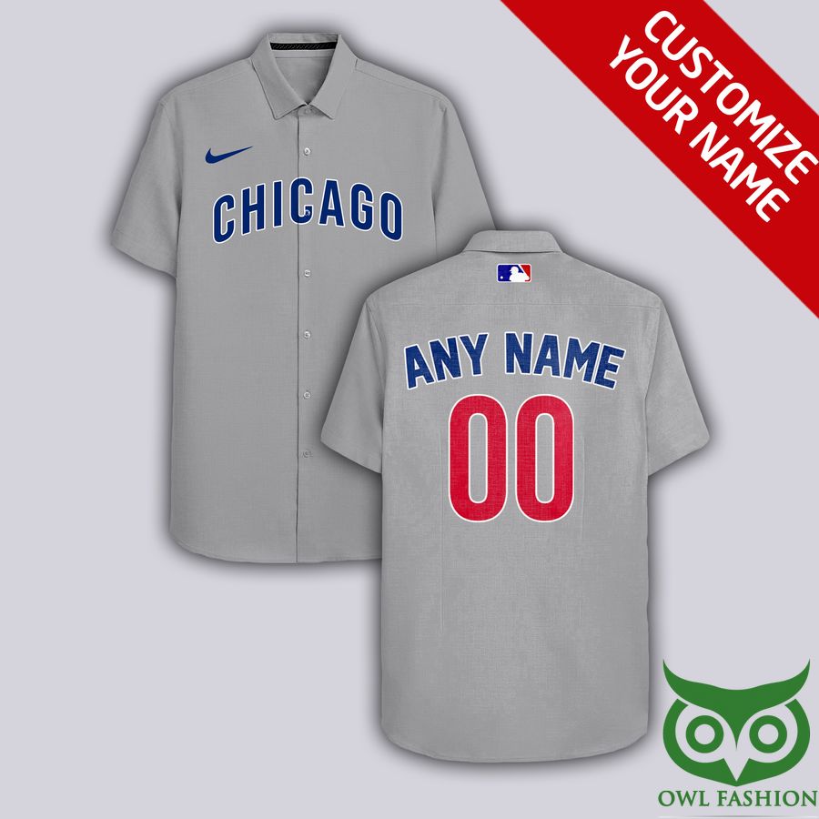 20 Custom Name Number Chicago Cubs Gray Hawaiian Shirt