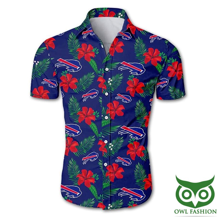 7 Buffalo Bills Blue and Red Floral Hawaiian Shirt