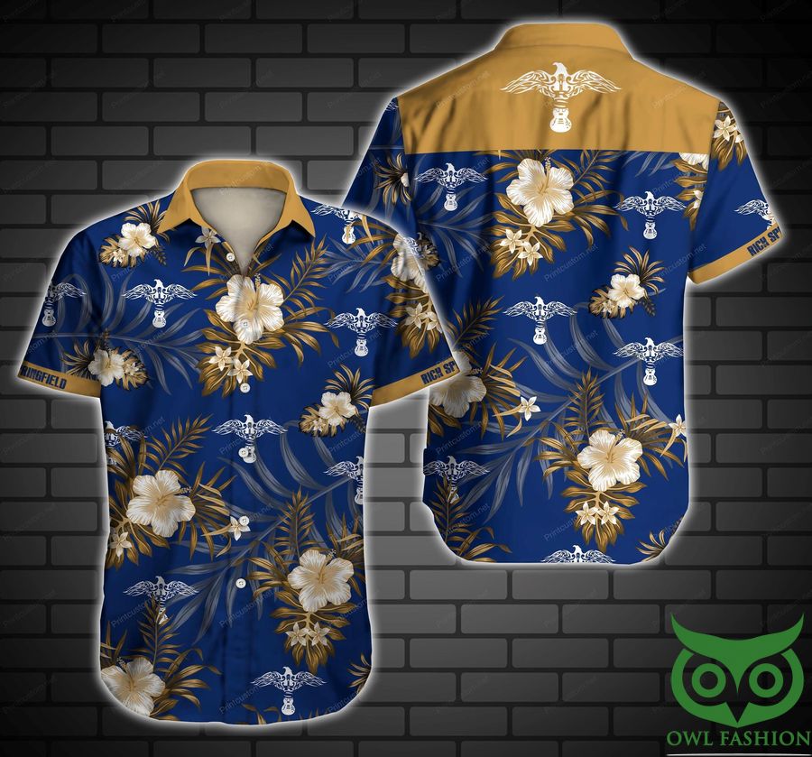 72 Rick Springfield Musician Gold Flowers Blue Hawaiian Shirt
