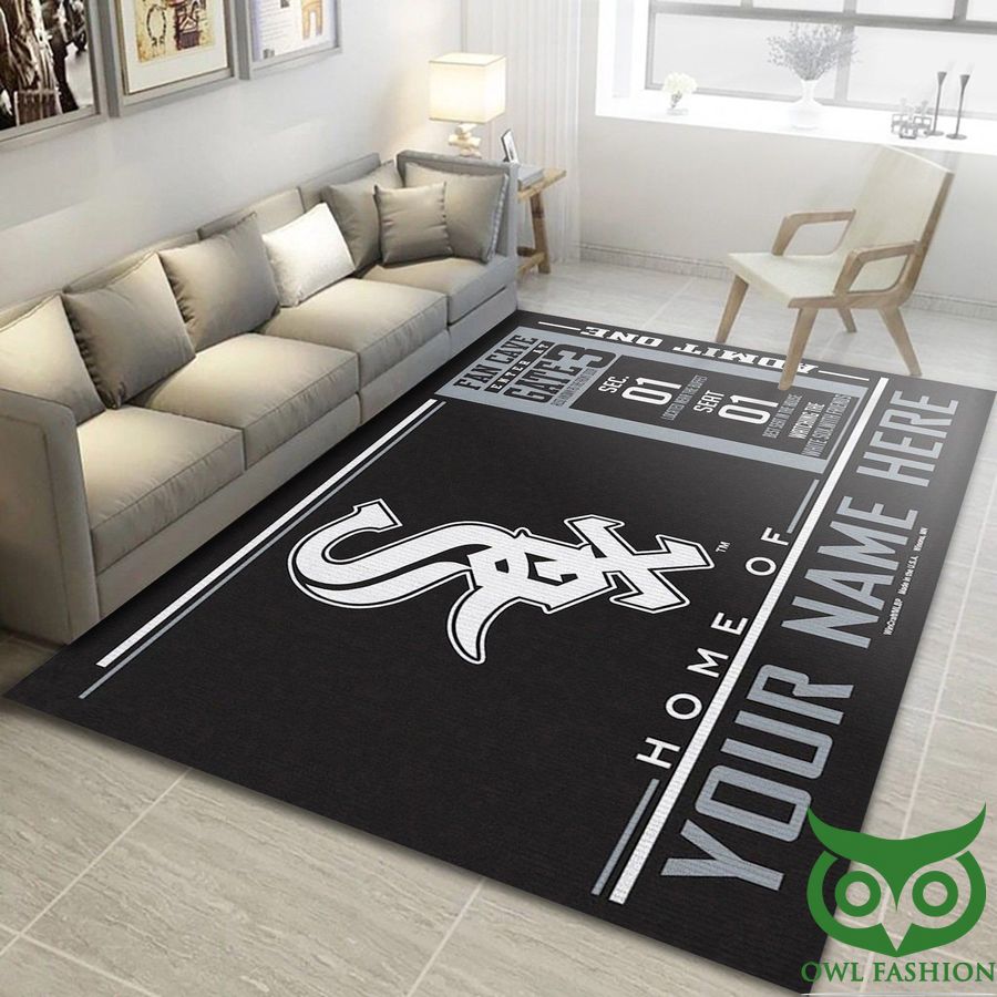68 Customized Chicago White Sox MLB Team Logo Wincraft Black Carpet Rug