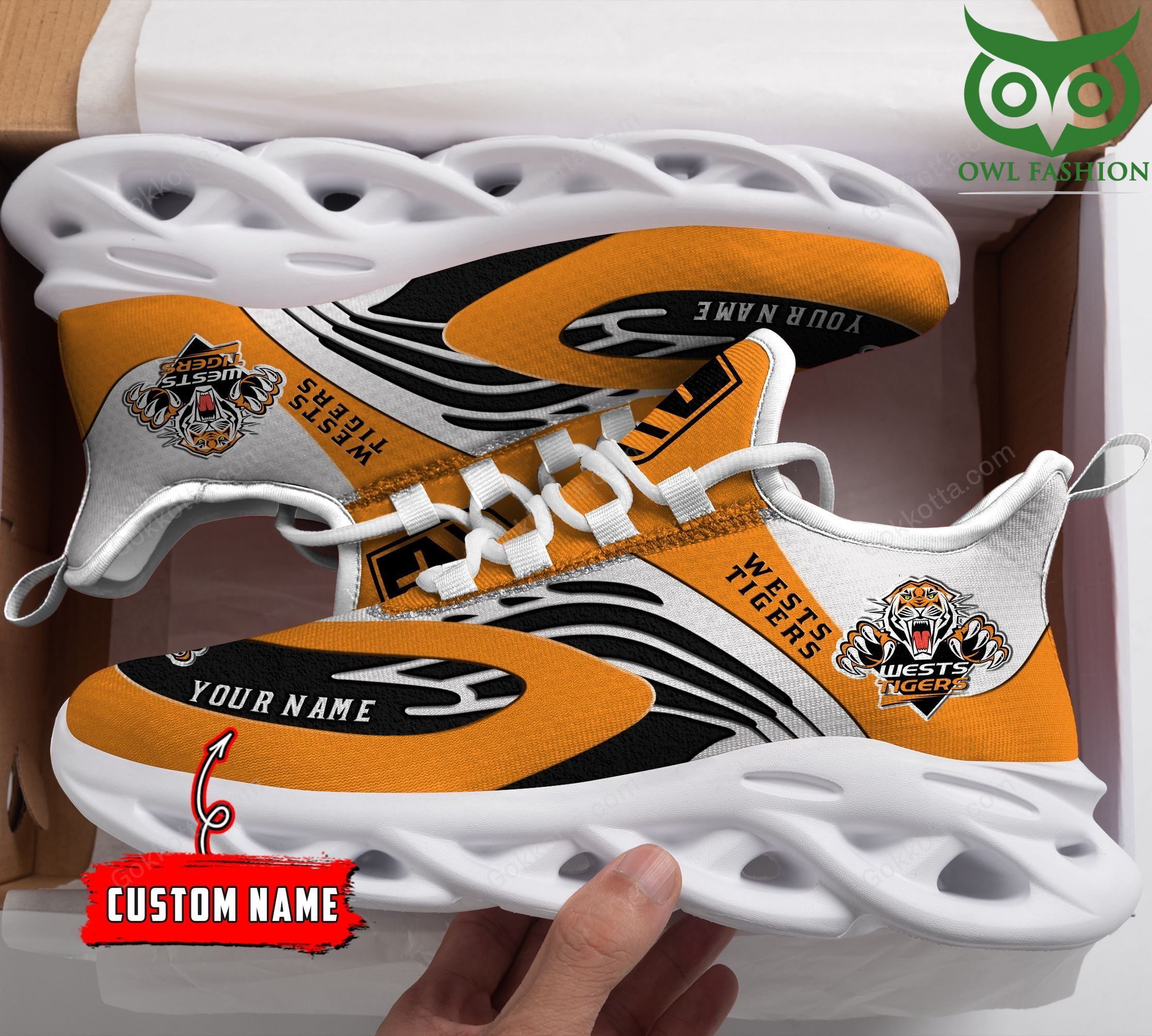 58 Wests Tigers NRL Custom Name Max Soul Shoes Sneaker
