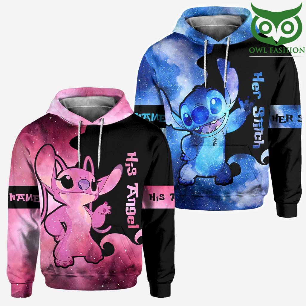 Lovely Couple Stitch and Angel Personalized Hoodies - Owl Fashion Shop