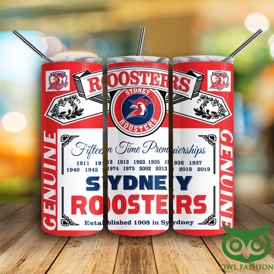 22 Sydney Roosters Genuine est 1908 Red and White Tumbler Cup