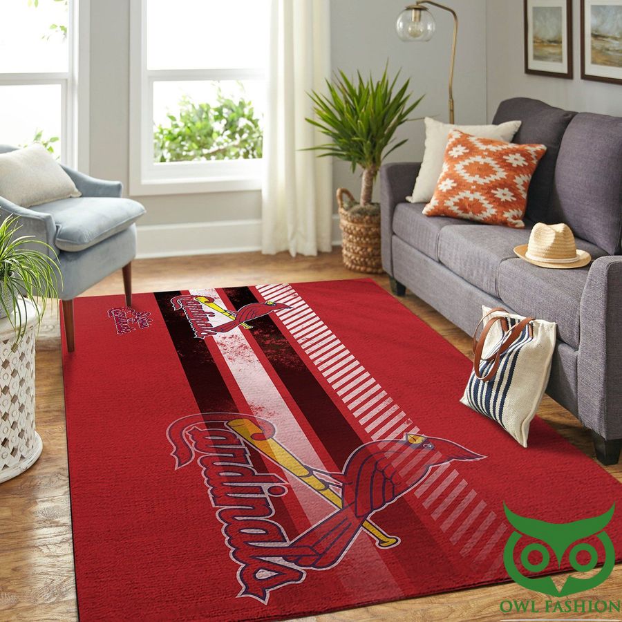 15 St Louis Cardinals MLB Team Logo Red with Stripe Carpet Rug