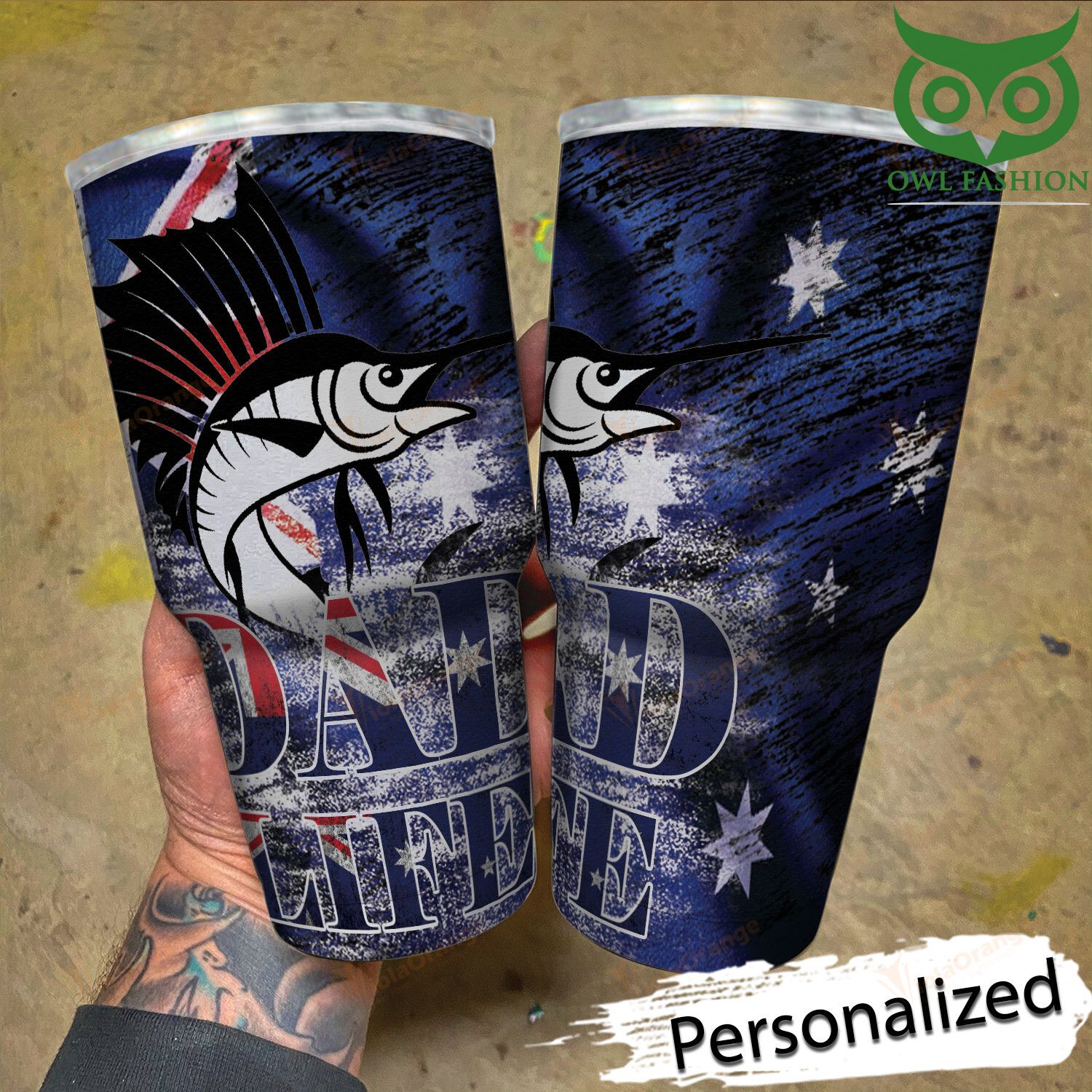 53 Aus Fishing stainless steel tumbler cup customized name