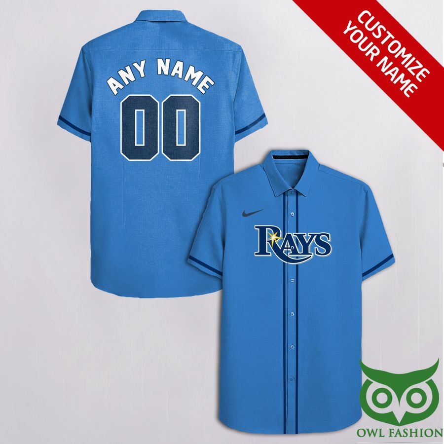 109 Customized Tampa Bay Rays Blue with Dark Blue Nike Logo Hawaiian Shirt