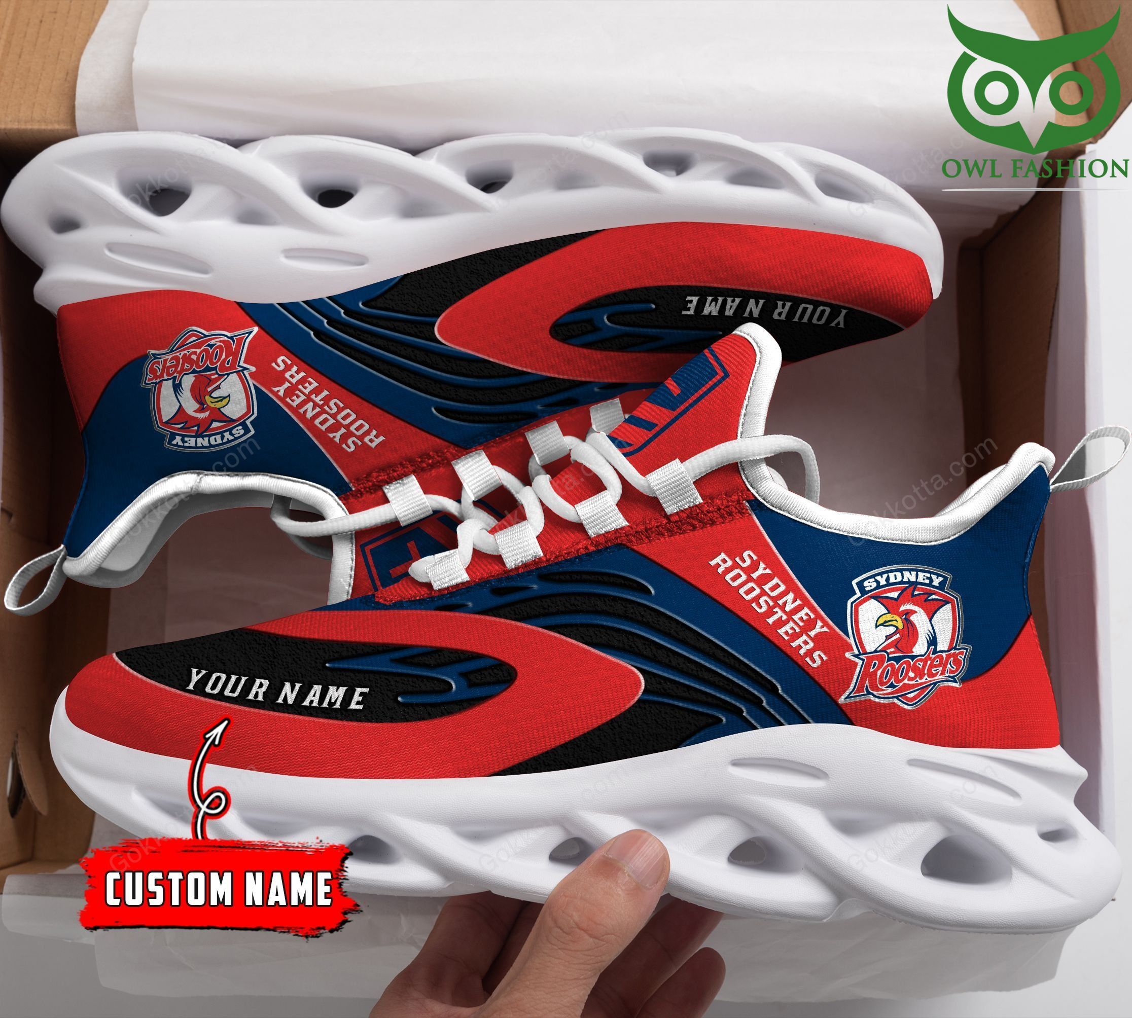 54 Sydney Roosters NRL Custom Name Max Soul Shoes Sneaker