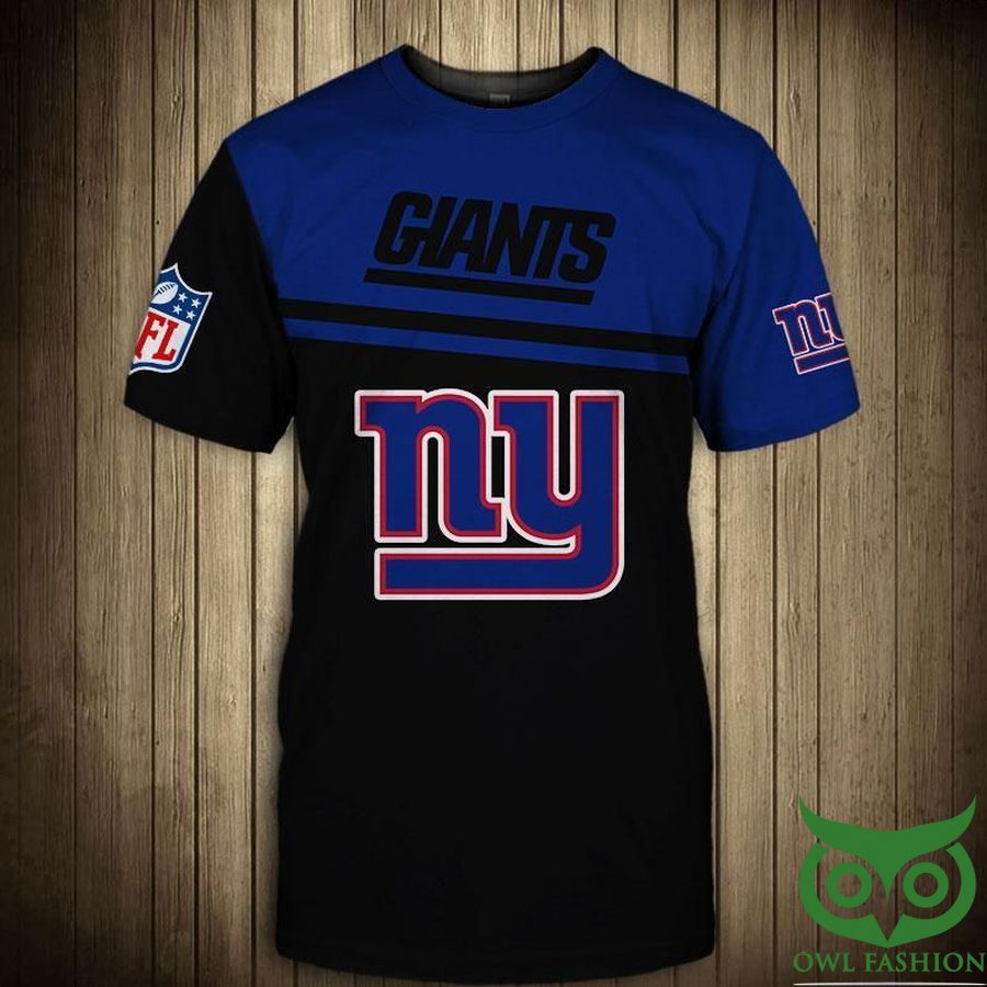 10 New York Giants NFL Blue and Black 3D T shirt