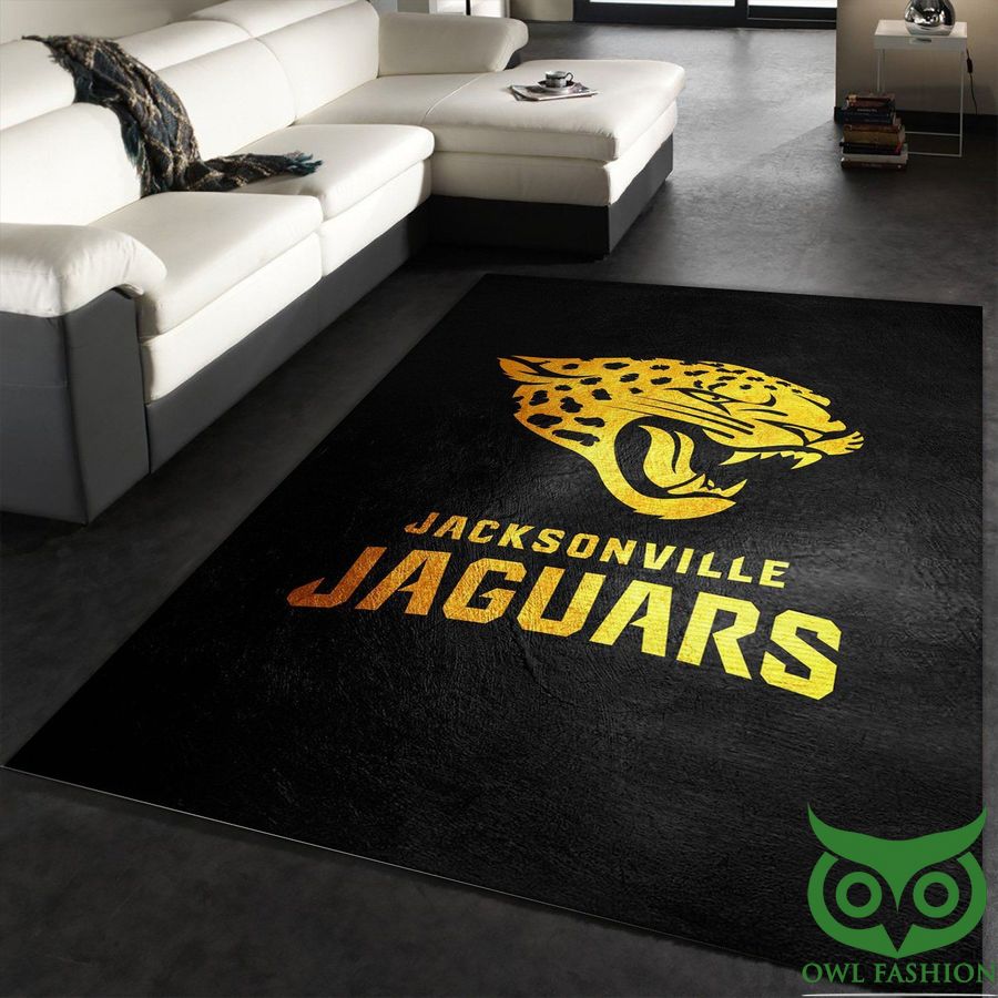 Jacksonville Jaguars NFL Black with Yellow Logo Carpet Rug