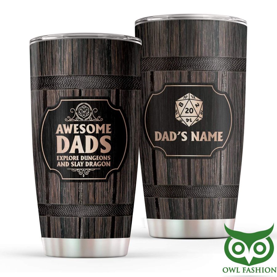 128 Personalized Awesome Dads Explore Dungeons And Slay Dragon Tumbler Cup