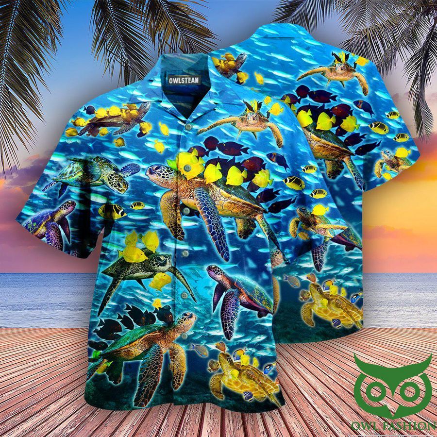 43 Turtle Go With The Flow Turtles And Fish Edition Hawaiian Shirt